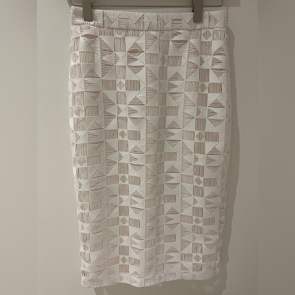 A.L.C. White Textured Midi Skirt